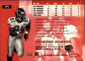 1996 Ultra #71 Desmond Howard Back