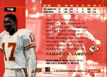 1996 Ultra #79 Tamarick Vanover Back