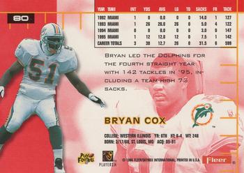 1996 Ultra #80 Bryan Cox Back