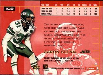 1996 Ultra #109 Aaron Glenn Back