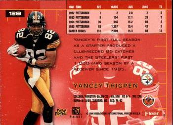 1996 Ultra #128 Yancey Thigpen Back