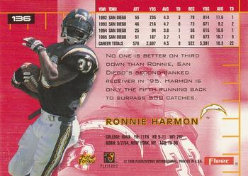1996 Ultra #136 Ronnie Harmon Back