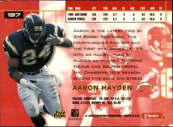 1996 Ultra #137 Aaron Hayden Back