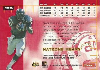 1996 Ultra #139 Natrone Means Back