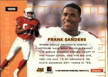 1996 Ultra #185 Frank Sanders Back