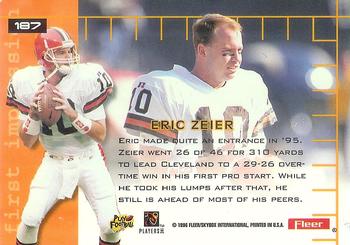 1996 Ultra #187 Eric Zeier Back