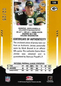 2004 Leaf Certified Materials - Mirror Gold Materials #135 Mark Brunell Back