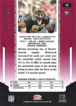 2004 Leaf Certified Materials - Mirror Red #76 Donte Stallworth Back