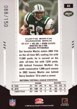 2004 Leaf Certified Materials - Mirror White #83 Curtis Martin Back