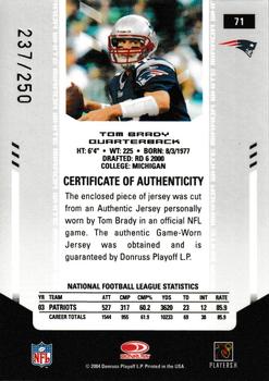 2004 Leaf Certified Materials - Mirror White Materials #71 Tom Brady Back