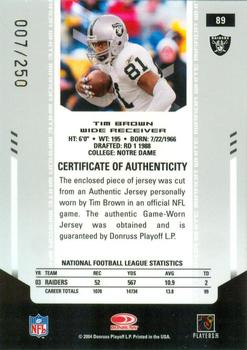 2004 Leaf Certified Materials - Mirror White Materials #89 Tim Brown Back