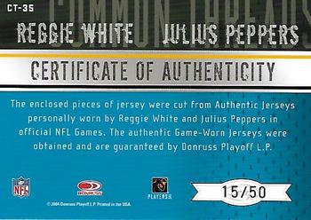 2004 Leaf Limited - Common Threads #CT-35 Reggie White / Julius Peppers Back