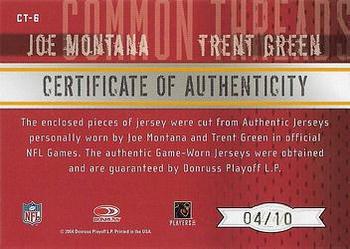 2004 Leaf Limited - Common Threads Prime #CT-6 Joe Montana / Trent Green Back