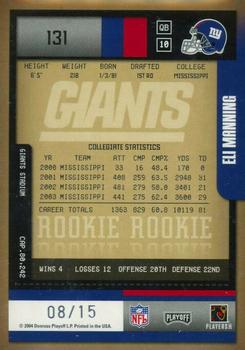 2004 Leaf Limited - Playoff Contenders Preview Autographs #131 Eli Manning Back