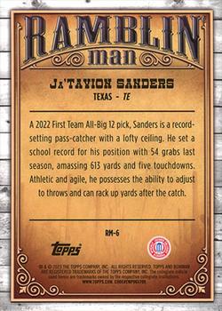 2023 Bowman University Chrome - Ramblin' Man #RM-6 Ja'Tavion Sanders Back