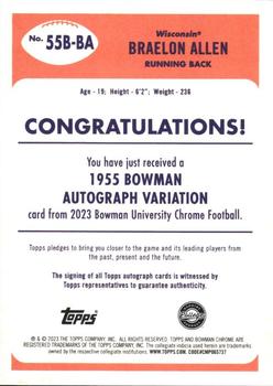 2023 Bowman University Chrome - 1955 Bowman Football Autographs #55B-BA Braelon Allen Back