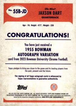 2023 Bowman University Chrome - 1955 Bowman Football Autographs #55B-JD Jaxson Dart Back