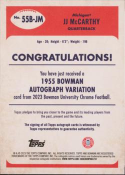 2023 Bowman University Chrome - 1955 Bowman Football Autographs SuperFractor #55B-JM JJ McCarthy Back