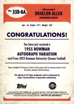 2023 Bowman University Chrome - 1955 Bowman Football Autographs Gold Refractor #55B-BA Braelon Allen Back
