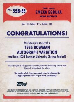 2023 Bowman University Chrome - 1955 Bowman Football Autographs Gold Refractor #55B-EE Emeka Egbuka Back