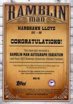 2023 Bowman University Chrome - Ramblin' Man Autographs #RMA-ML Marshawn Lloyd Back