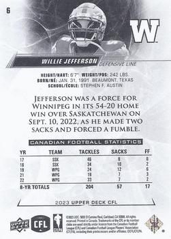 2023 Upper Deck CFL #6 Willie Jefferson Back