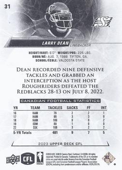 2023 Upper Deck CFL #31 Larry Dean Back