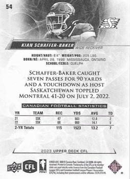 2023 Upper Deck CFL - Gold #54 Kian Schaffer-Baker Back