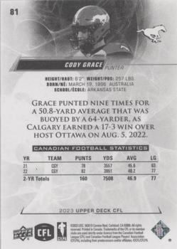 2023 Upper Deck CFL - Gold #81 Cody Grace Back