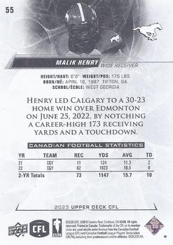 2023 Upper Deck CFL - Exclusives #55 Malik Henry Back