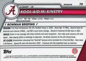 2023 Bowman University Chrome - Refractor #70 Kool-Aid McKinstry Back