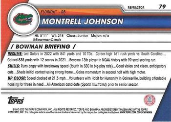 2023 Bowman University Chrome - Refractor #79 Montrell Johnson Back