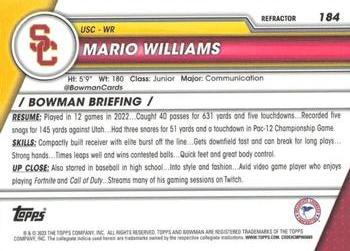 2023 Bowman University Chrome - Refractor #184 Mario Williams Back