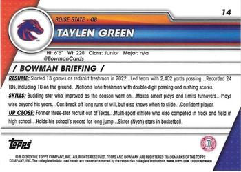 2023 Bowman University Chrome - Pink Refractor #14 Taylen Green Back