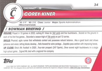 2023 Bowman University Chrome - Pink Refractor #34 Corey Kiner Back