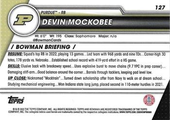 2023 Bowman University Chrome - Pink Refractor #127 Devin Mockobee Back