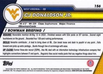 2023 Bowman University Chrome - X-Fractor #156 CJ Donaldson Jr. Back