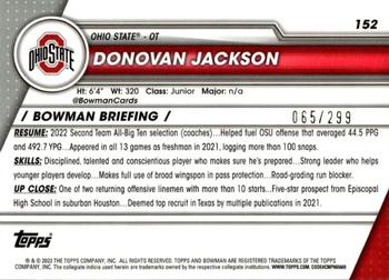 2023 Bowman University Chrome - Aqua Refractor #152 Donovan Jackson Back