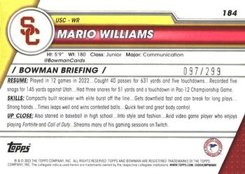 2023 Bowman University Chrome - Aqua Refractor #184 Mario Williams Back