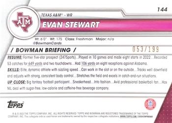 2023 Bowman University Chrome - Blue Refractor #144 Evan Stewart Back