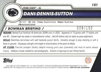 2023 Bowman University Chrome - Fuschia Mini-Diamond Refractor #151 Dani Dennis-Sutton Back