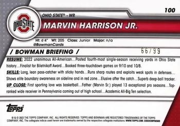 2023 Bowman University Chrome - Green Refractor #100 Marvin Harrison Jr. Back
