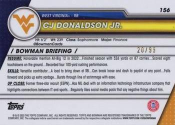 2023 Bowman University Chrome - Green Shimmer Refractor #156 CJ Donaldson Jr. Back