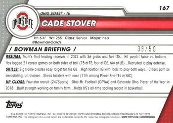 2023 Bowman University Chrome - Gold Refractor #167 Cade Stover Back