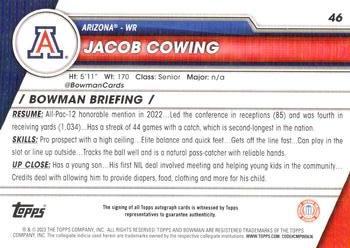 2023 Bowman University Chrome - Chrome Prospect Autographs #46 Jacob Cowing Back