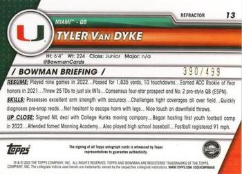 2023 Bowman University Chrome - Chrome Prospect Autographs Refractor #13 Tyler Van Dyke Back
