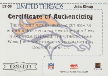 2004 Leaf Limited - Threads #LT-56 John Elway Back