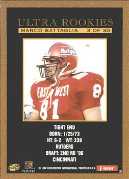 1996 Ultra - Ultra Rookies #3 Marco Battaglia Back
