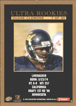 1996 Ultra - Ultra Rookies #7 Duane Clemons Back