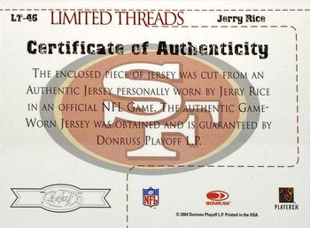 2004 Leaf Limited - Threads Positions #LT-46 Jerry Rice Back